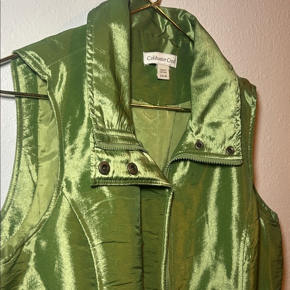 Coldwater Creek Shiny Green Vest - Picture 3 of 5